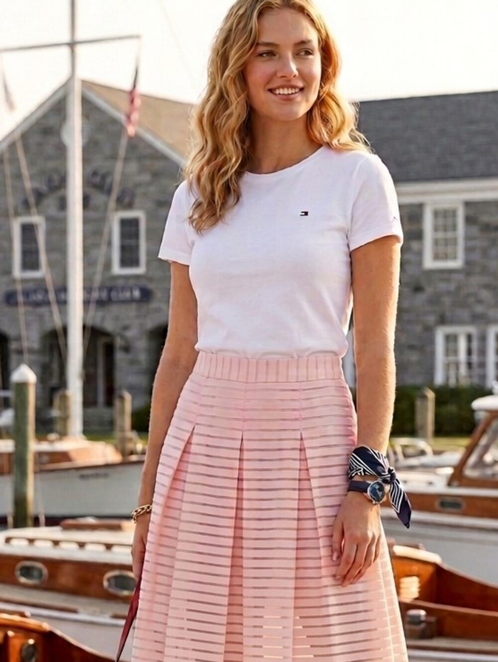 Tommy Hilfiger a line llusion-Striped skirt light pink size 8